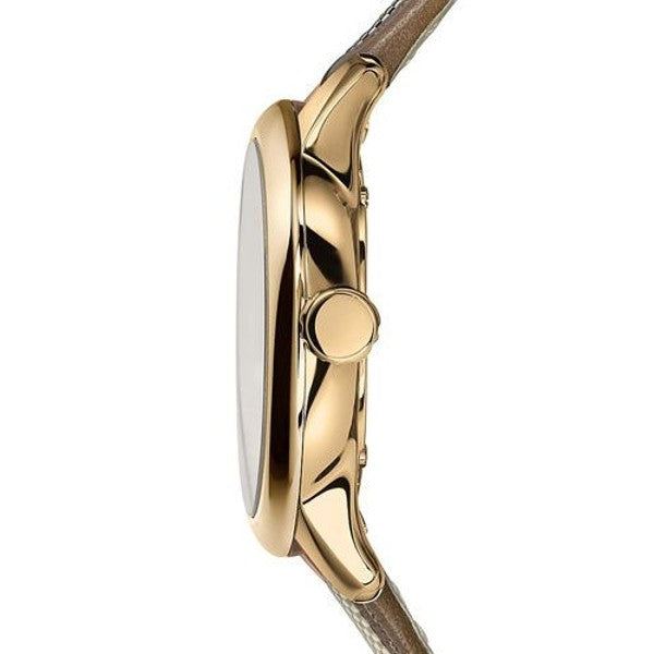 Burberry Womenβs Swiss Made Leather Strap Gold Dial Women's Watch BU10114 - The Watches Men & CO #2