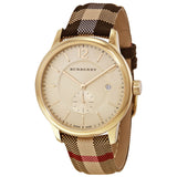 Burberry Honey Dial Honey Check Fabric-Coated Leather Unisex Watch BU10001 - Watches of Australia