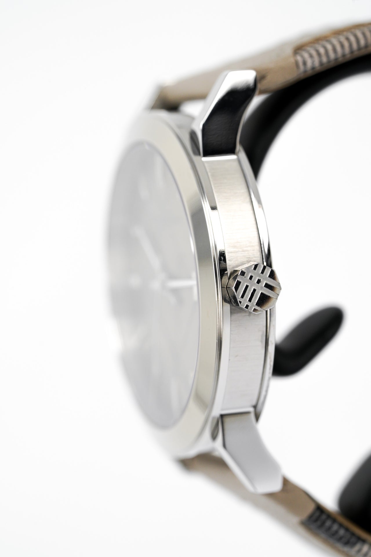 Burberry Large Check Leather Strap Beige Dial Women's Watch BU9021