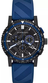 Burberry The City Sport Chronograph Black Dial Blue Rubber Strap Watch For Men - BU9807 BU9807 - Image 1