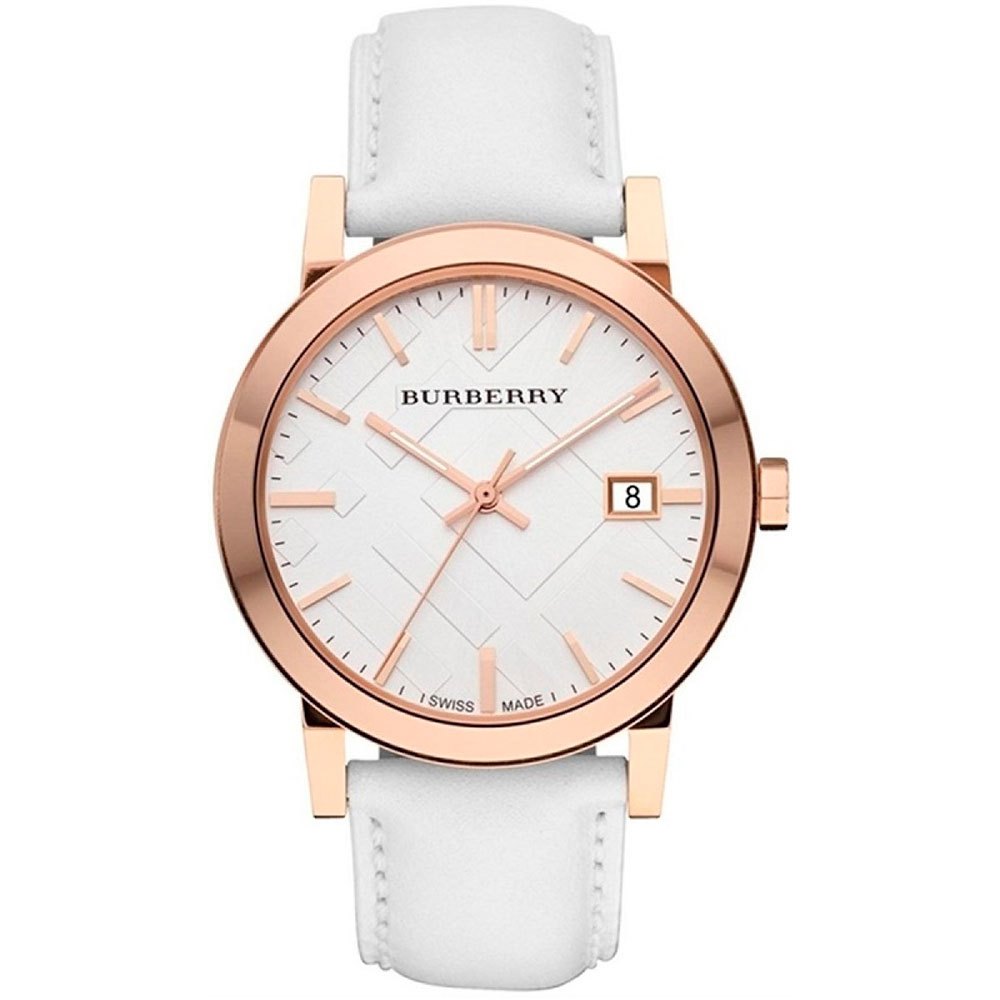 Burberry Unisex Large Check White Leather Unisex Watch BU9012 - The Watches Men & CO