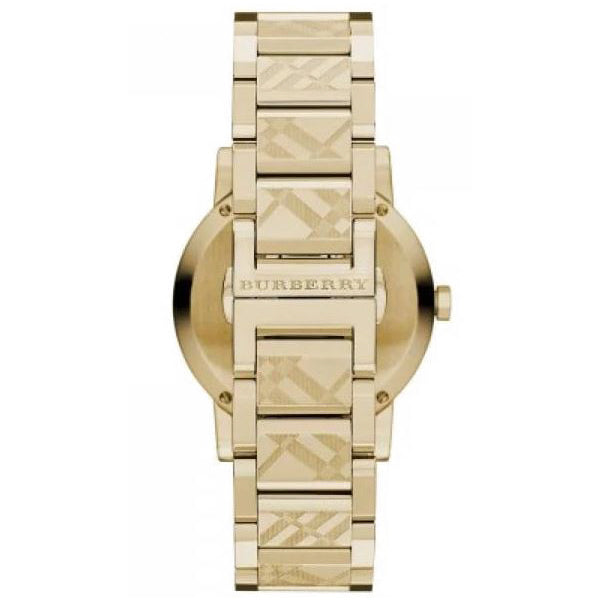 Burberry The City Engraved Checked Gold Tone Men's Watch BU9038