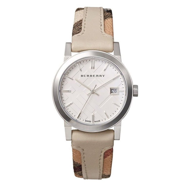 Burberry Women's Swiss The City Haymarket Check and White Leather Strap Women's Watch BU9132 - The Watches Men & CO