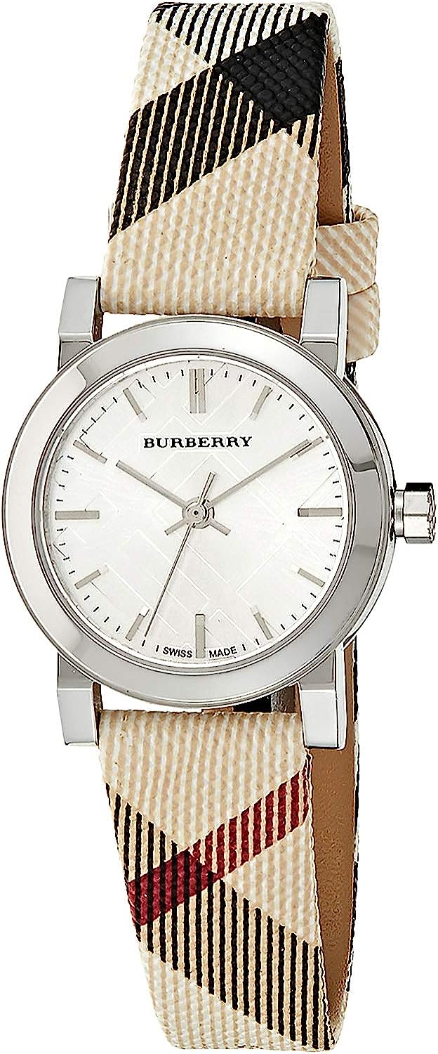 Burberry Ladies Silver Dial Nova Check Leather Women's Watch BU9212 - The Watches Men & CO