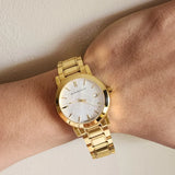 Burberry White Dial Yellow Gold-plated Stainless Steel Unisex Watch BU9003