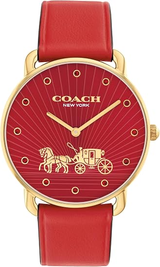 Coach Elliot Red Leather Strap Watch Women's - 14504615