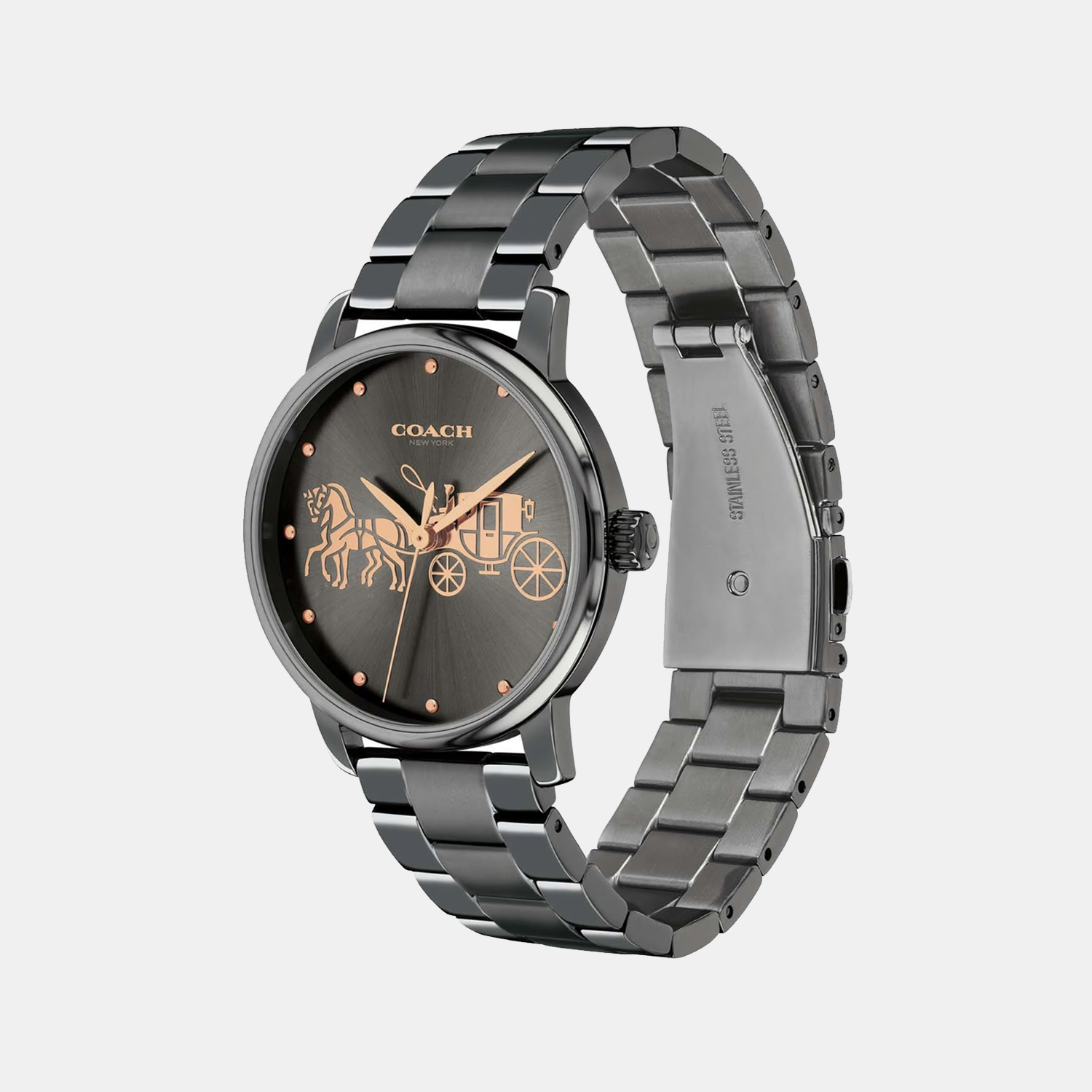 Coach Grand Quartz Dark Grey Dial Gunmetal-tone Ladies Watch 14502924