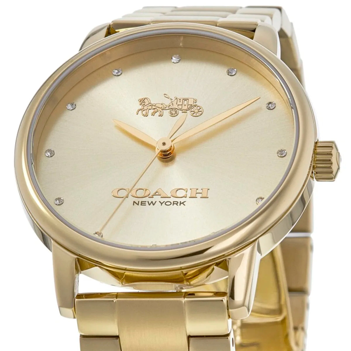 Coach Grand Quartz Crystal Gold Dial Ladies Watch 14502927