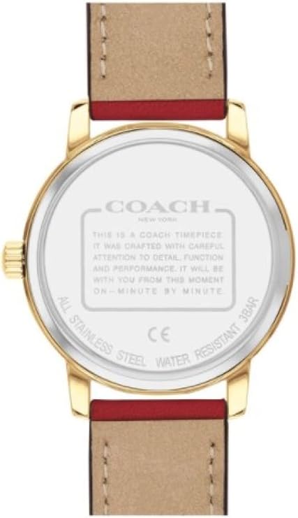 Coach Grand watch caseback with stainless steel water resistance engraving