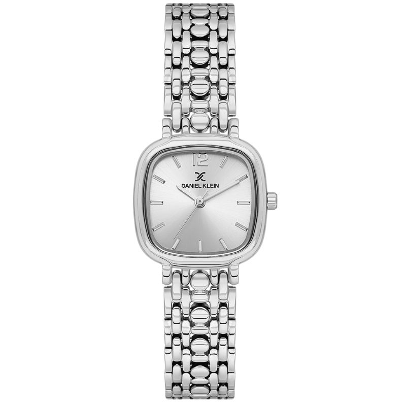 Daniel Klein Premium silver watch with square dial and metal bracelet