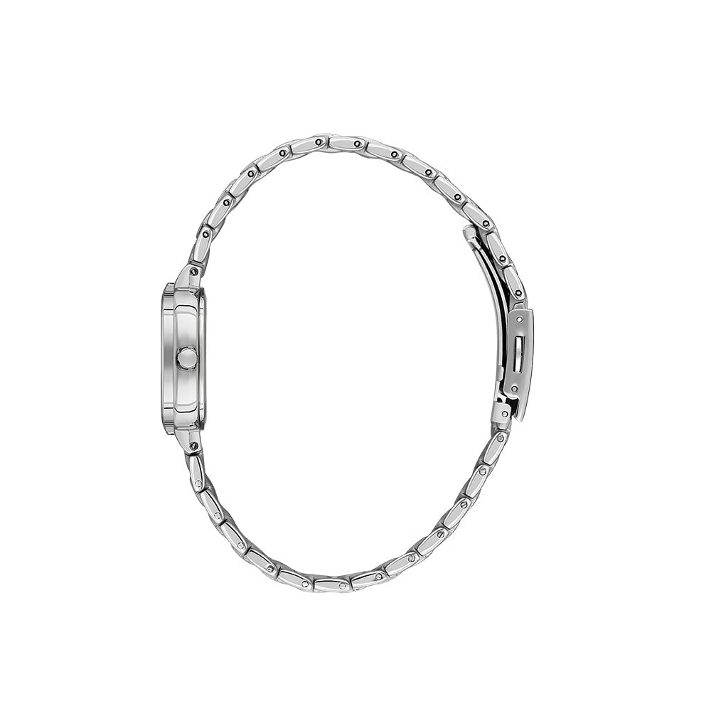 Daniel Klein silver watch metal bracelet and side profile view