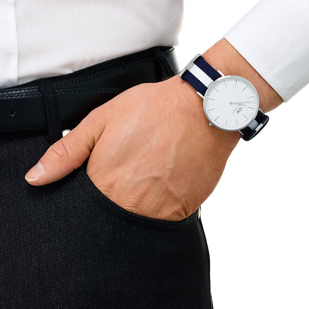 Daniel Wellington Glasgow 40mm White Dial Men's Silver Watch - DW00100018