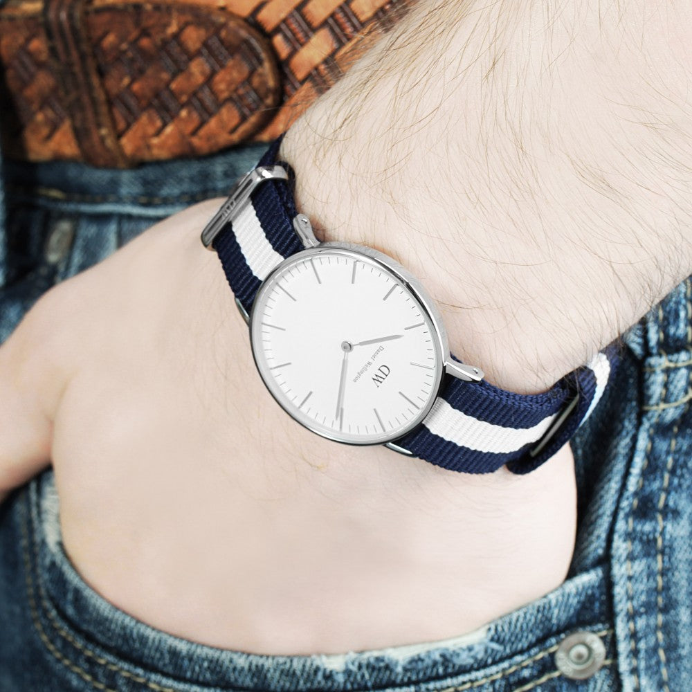 Daniel Wellington Glasgow 40mm White Dial Men's Silver Watch - DW00100018