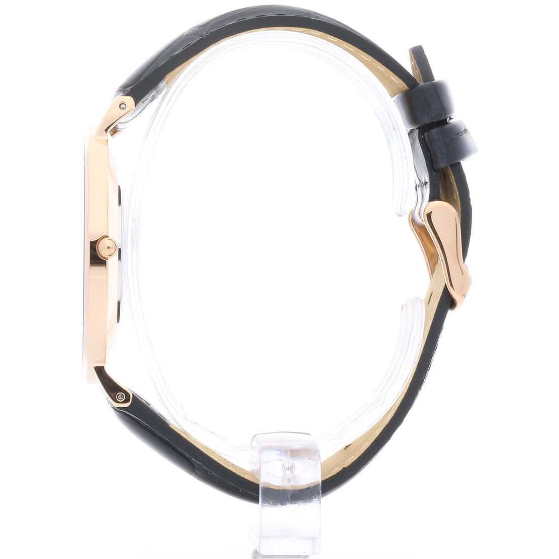 Daniel Wellington Reading 40mm Black Dial Genuine Leather Men's Gold Watch - DW00100129