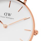 Daniel Wellington Petite York 32mm Watch - Eggshell White Dial, Rose Gold Case, Dark Brown Leather Strap - DW00100232