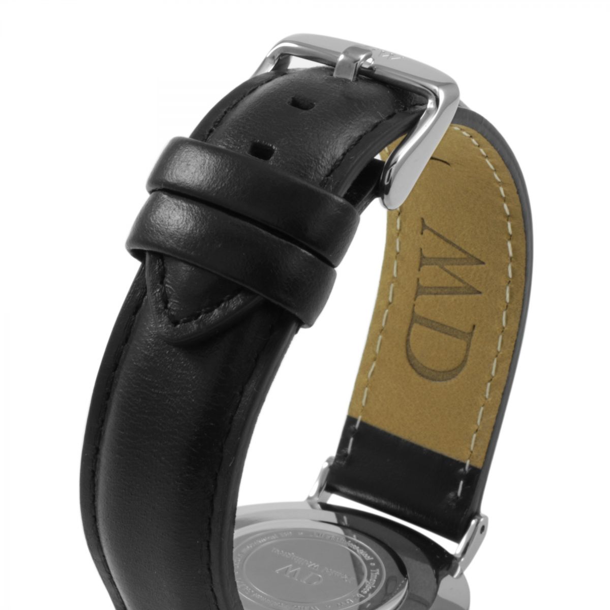 Daniel Wellington Sheffield 36mm White Dial Black Genuine Leather Silver Watch - DW00100053