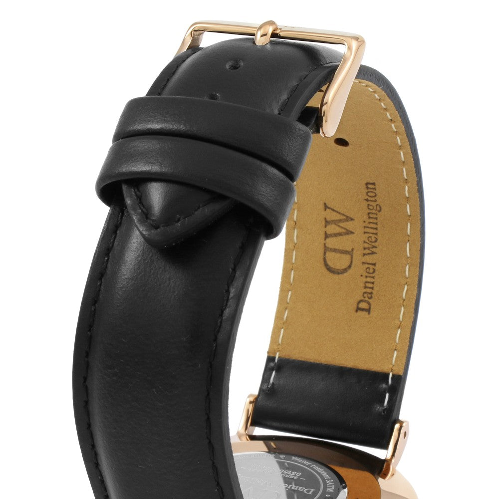 Daniel Wellington Sheffield 40mm Black Dial Black Genuine Leather Gold Watch - DW00100127