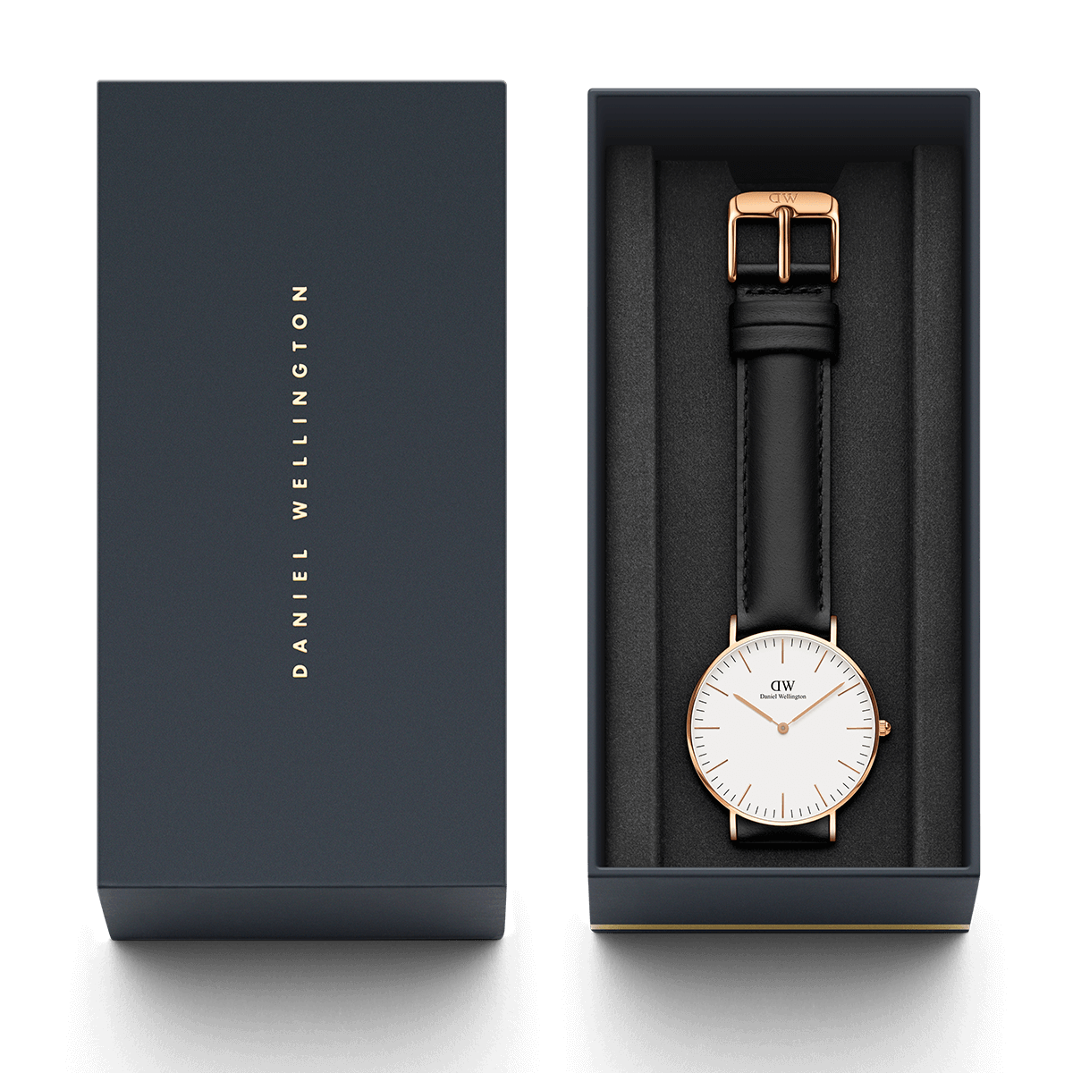 Daniel Wellington Sheffield watch with presentation box, strap, and owner's guide