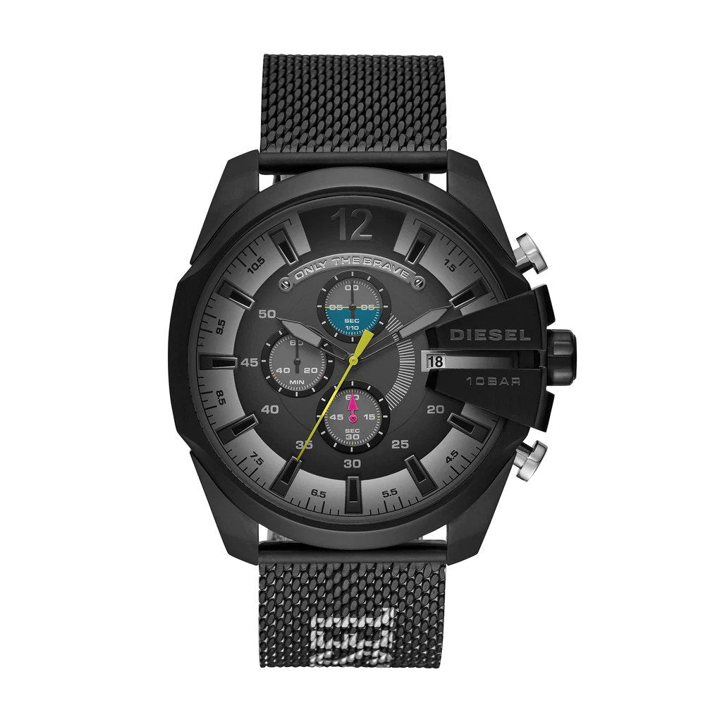 Diesel Mega Chief DZ4514 black chronograph watch front view