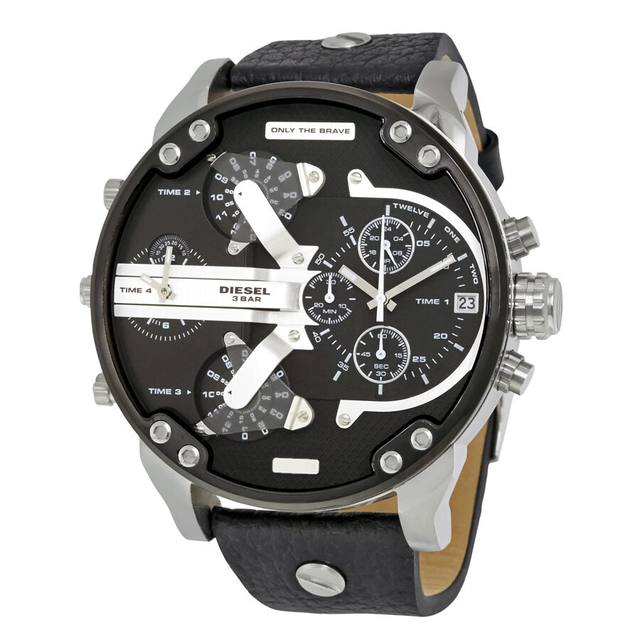 Diesel Mr. Daddy 2.0 Black Dial Genuine leather Chronograph Watch DZ7313