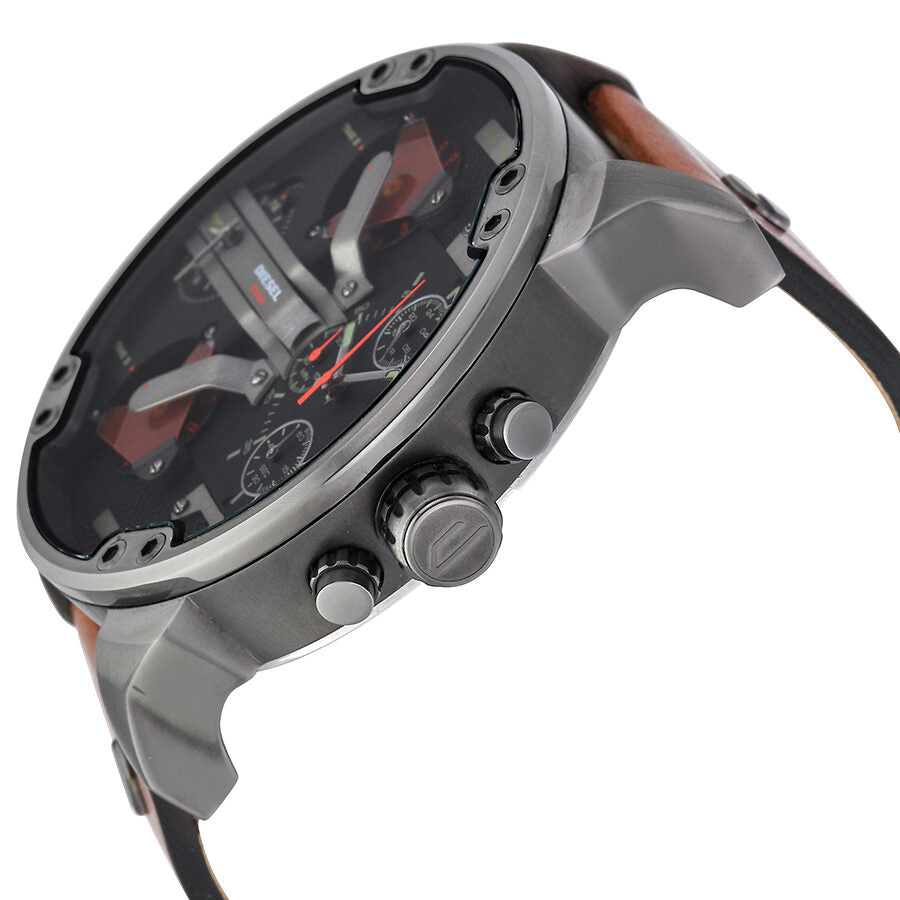 Diesel Mr. Daddy 2.0 Black Dial Brown Strap Men's Chrono Watch DZ7332