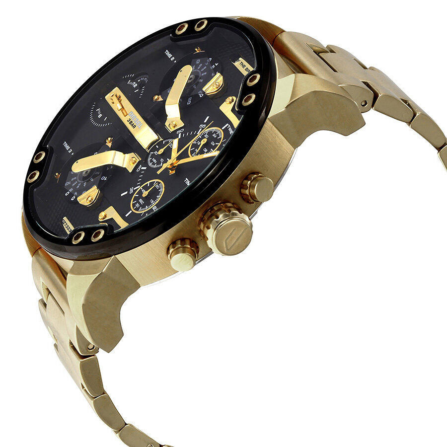 Diesel Mr. Daddy 2.0 Black Dial Gold Chronograph Men's Watch DZ7333