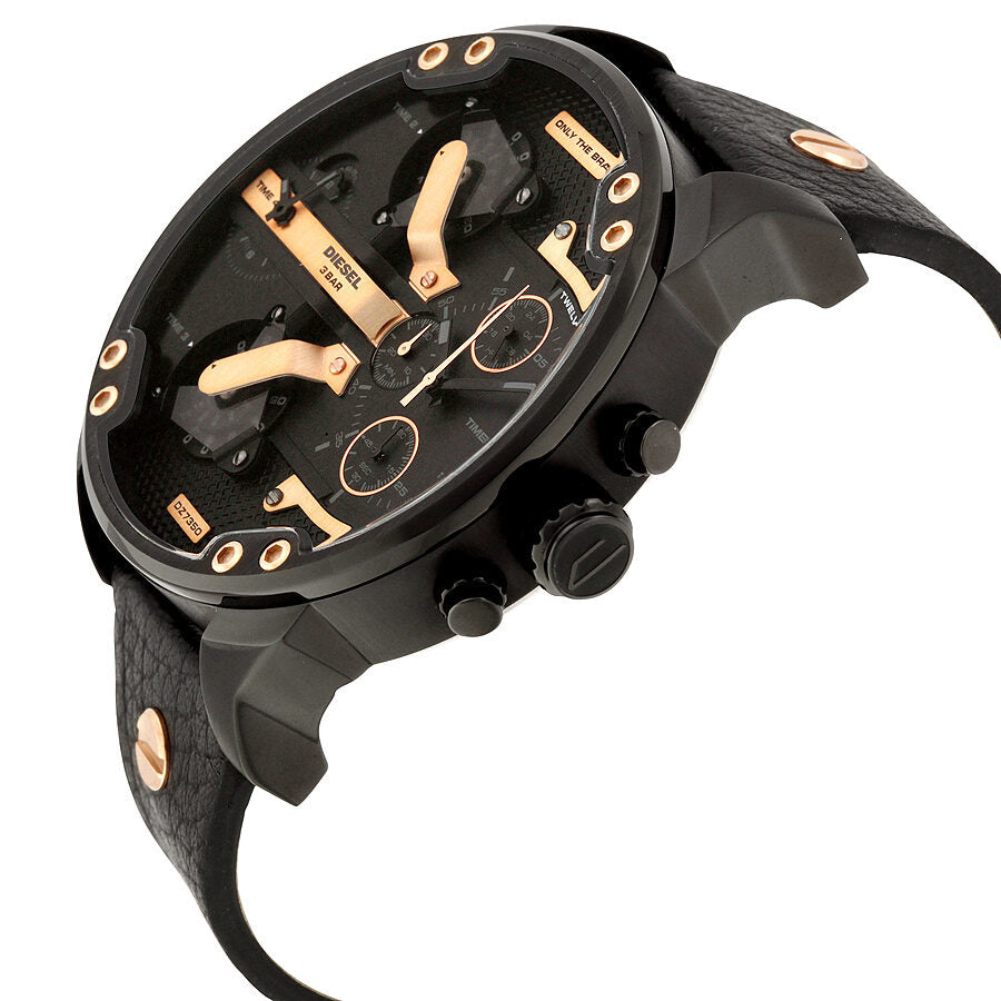 Diesel Mr. Daddy 2.0 Chronograph Black Rose Gold Dial Men's Watch DZ7350