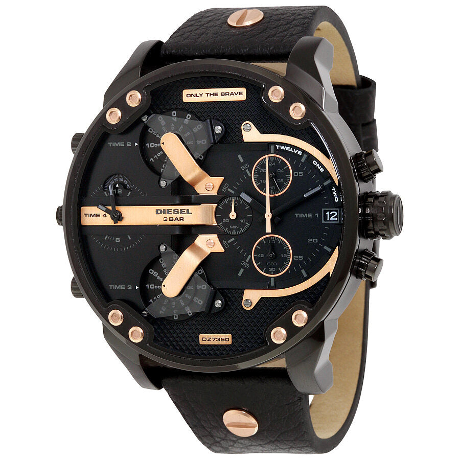 Diesel Mr. Daddy 2.0 Chronograph Black Rose Gold Dial Men's Watch DZ7350