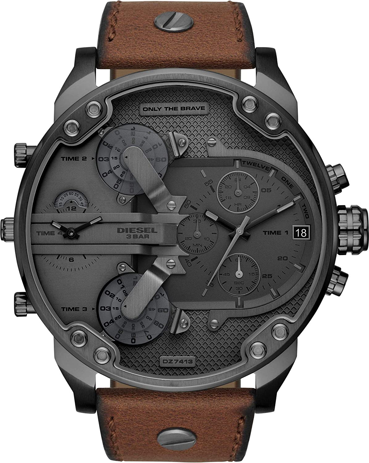 Diesel Mr. Daddy 2.0 Chronograph Brown Strap Grey Dial Men's Watch DZ7413