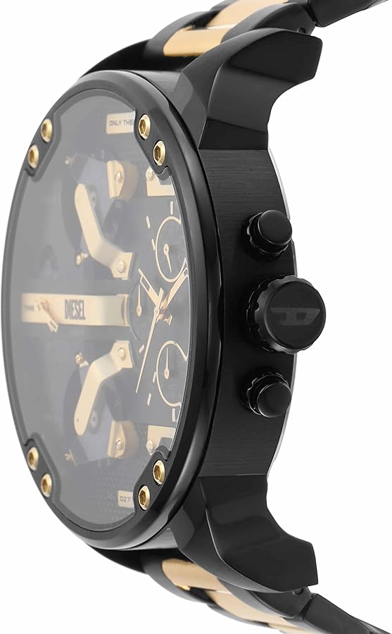 DIESEL Mr. Daddy 2.0 angled view displaying chronograph dial with gold accents