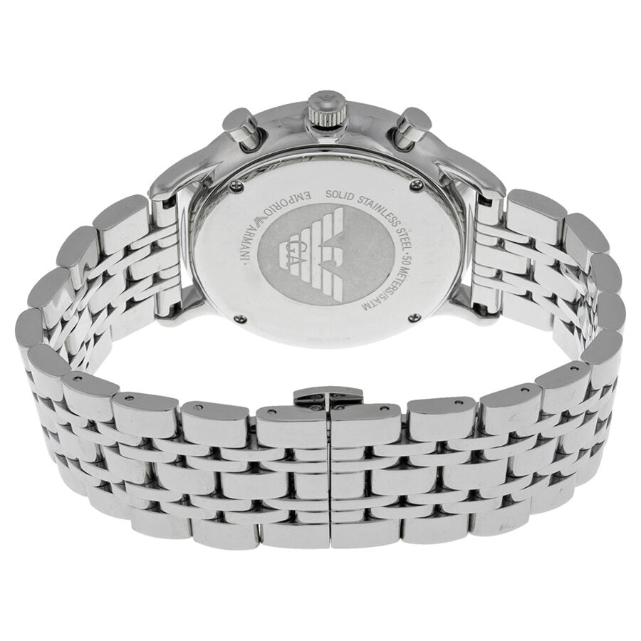 Emporio Armani AR0389 stainless steel case back with eagle logo and bracelet
