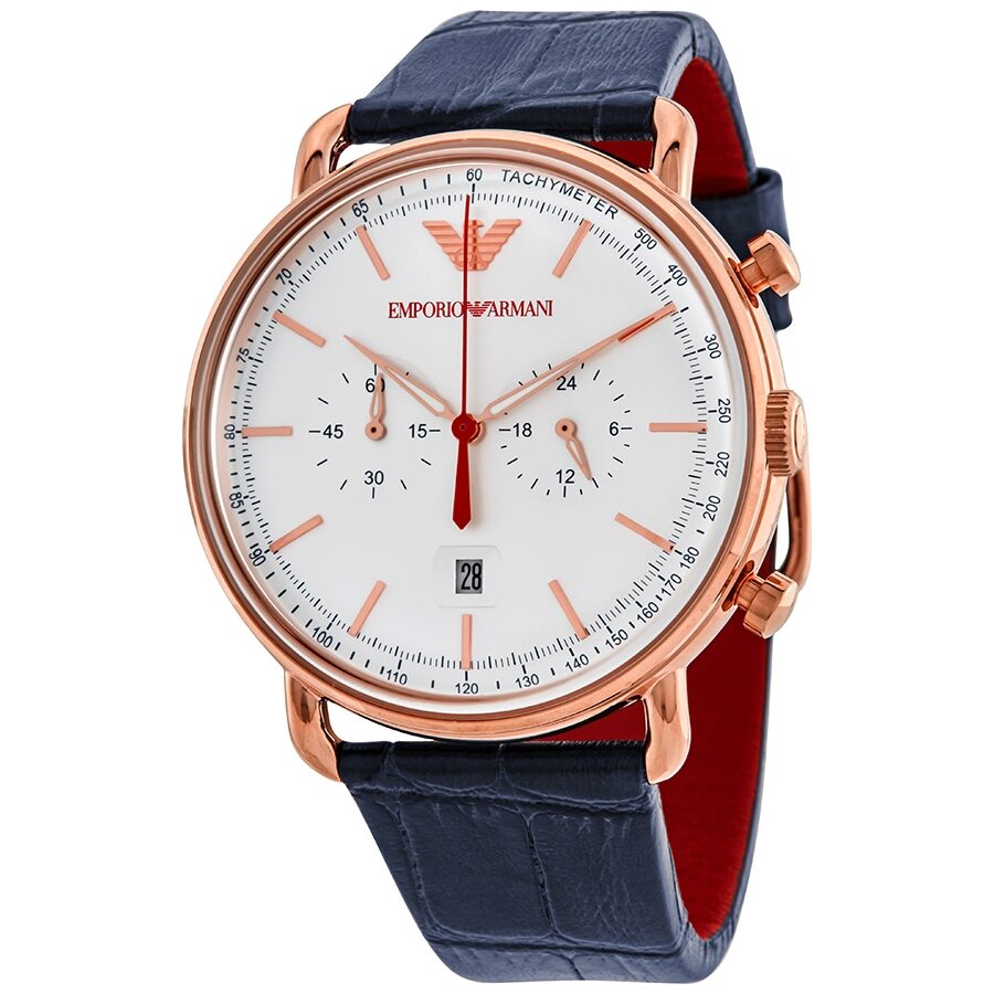 Emporio Armani Aviator Chronograph Silver Dial Men's Watch - AR11123