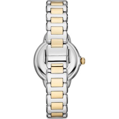 Caseback view of Emporio Armani AR11524 with two-tone bracelet