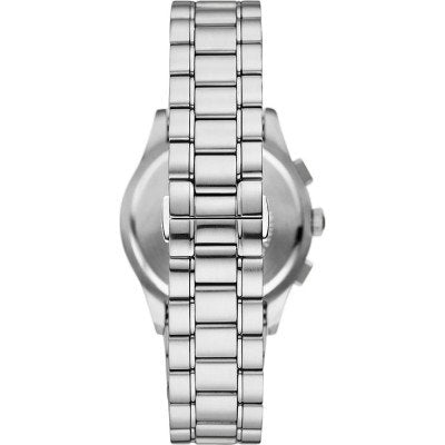 Caseback view of Emporio Armani AR11528 stainless steel watch