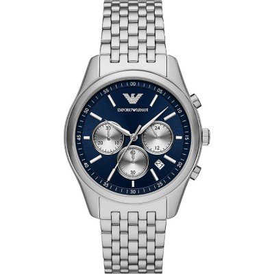 Emporio Armani AR11582 chronograph watch with dark blue dial and steel bracelet