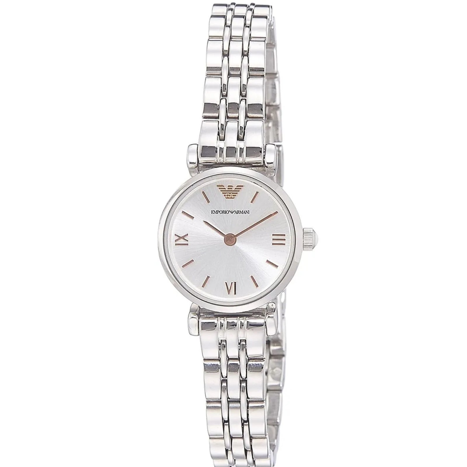 Emporio Armani Gianni T-Bar Mini watch with silver dial and stainless steel bracelet