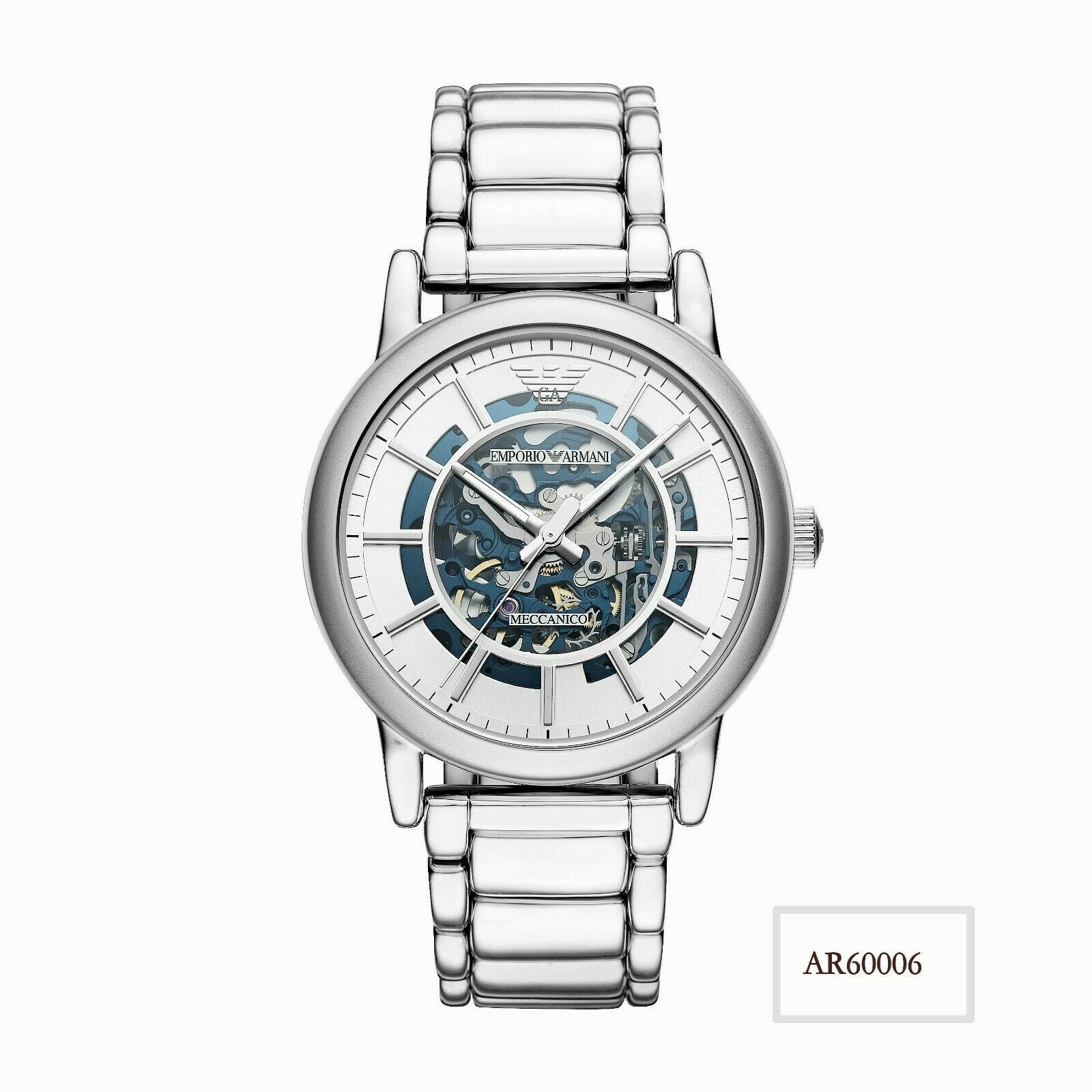 Emporio Armani Automatic Silver Skeleton Dial Men’s Watch AR60006 - Watch
