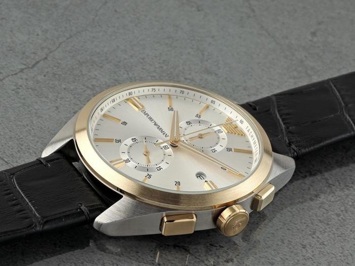 Emporio Armani Claudio Chronograph Black Genuine Leather Men's Watch - AR11498