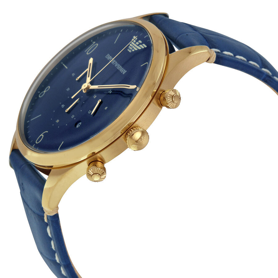 Emporio Armani Chronograph Blue Dial Blue Leather Men's Watch #AR1862 - The Watches Men & CO #2