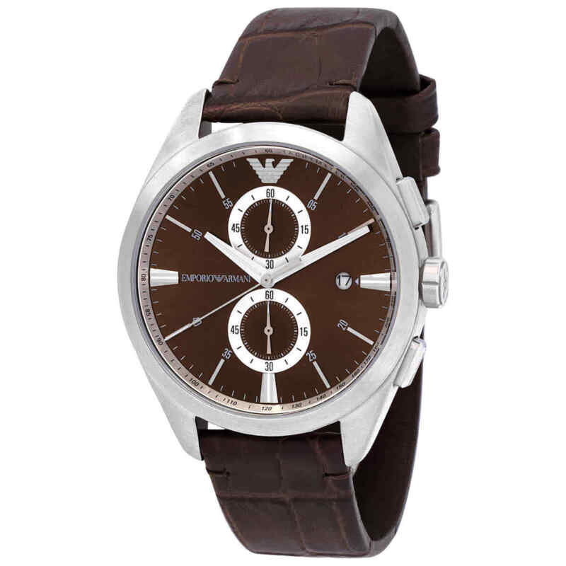 Emporio Armani Claudio Chronograph Brown Genuine Leather Men's Watch - AR11482