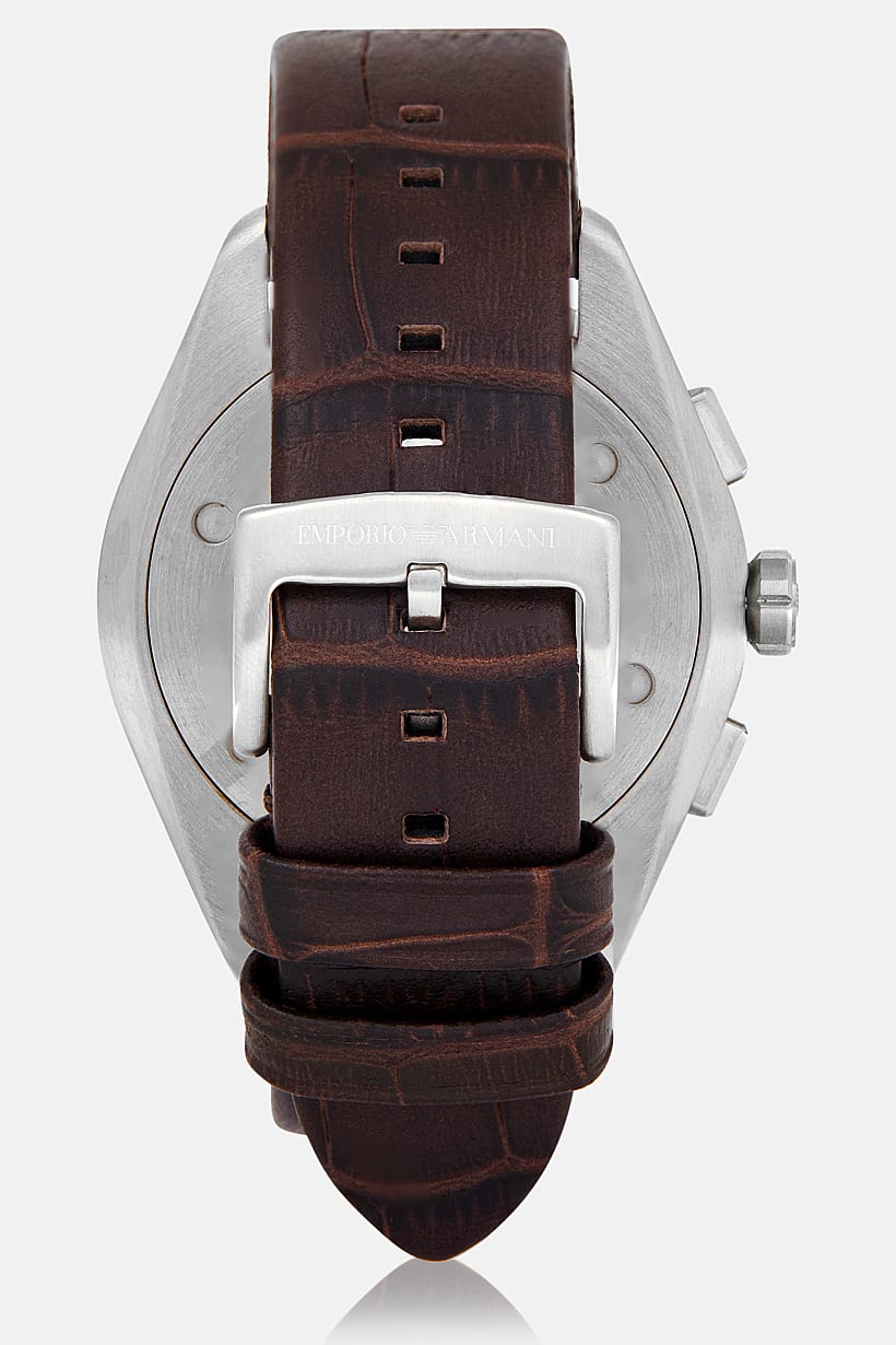 Emporio Armani Claudio Chronograph Brown Genuine Leather Men's Watch - AR11482
