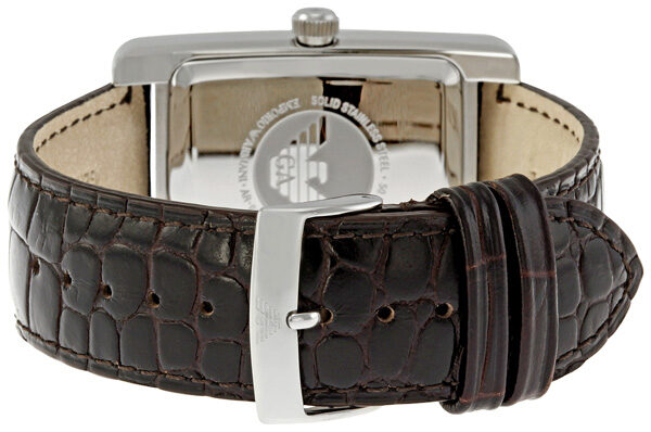 Emporio Armani Classic Rectangular Brown Genuine Leather Men's Watch - AR0154