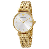 Emporio Armani Classic Silver Dial Gold-tone Ladies Watch #AR1877 - Watches of Australia