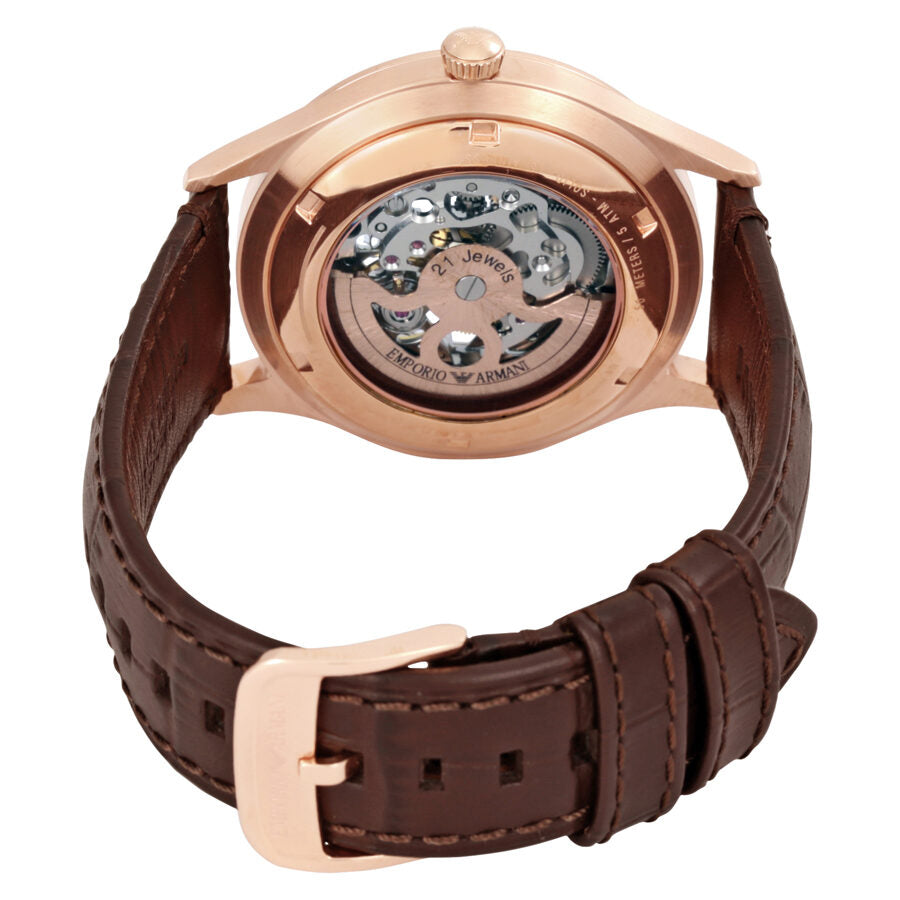 Emporio Armani Meccanico Dark Brown Genuine Leather Strap Men's Watch - AR1920