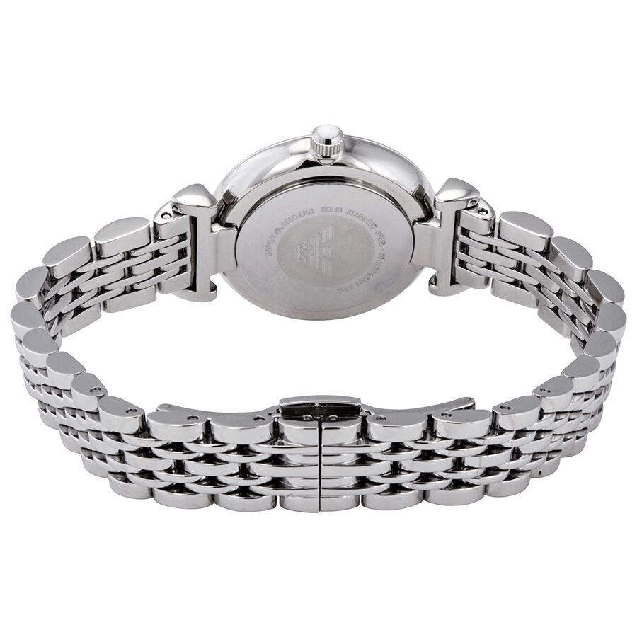 Emporio Armani Gianni T-Bar Quartz Crystal White Mother of Pearl Dial Ladies Watch AR11204