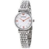 Emporio Armani Gianni T-Bar Quartz Crystal White Mother of Pearl Dial Ladies Watch AR11204