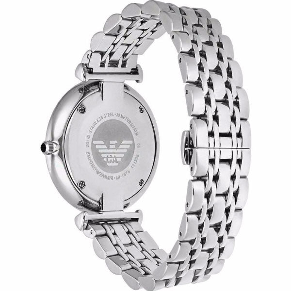 Emporio Armani Retro Black Dial Silver Men's Watch - AR1676