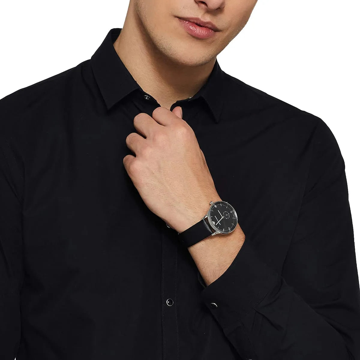 Emporio Armani Gianni Sub Dial Black Genuine Leather Men's Watch - AR0382