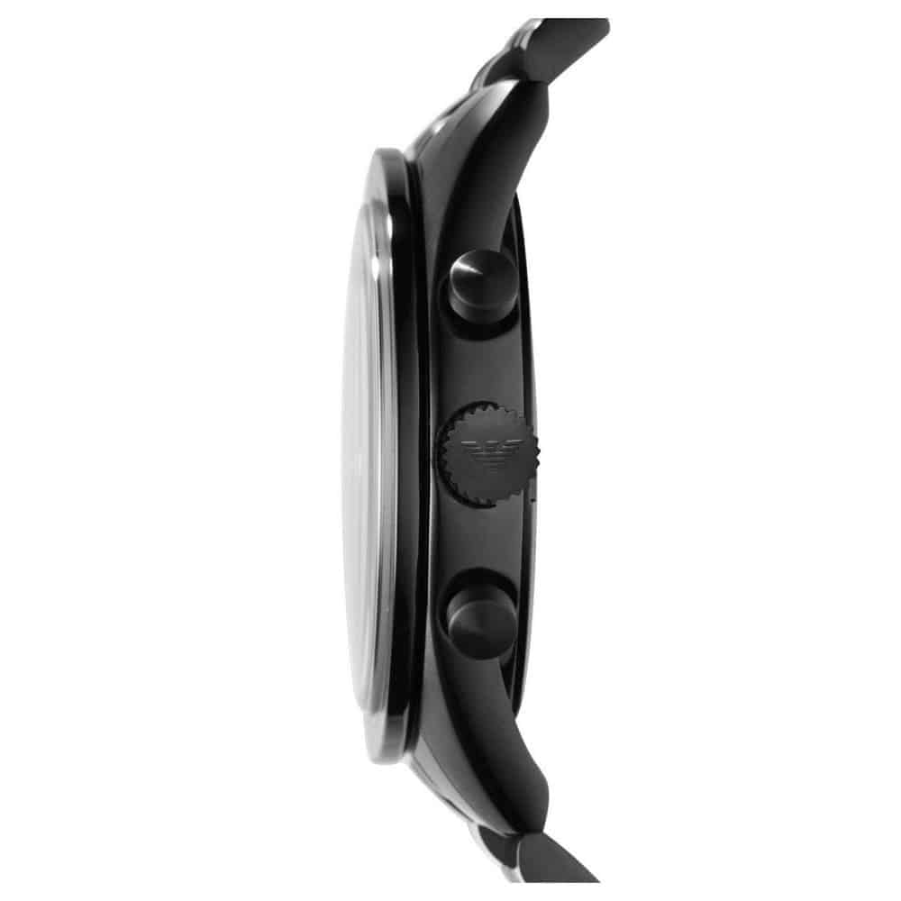 Emporio Armani Tazio Chronograph Matte Black Dial Black PVD-Plated Stainless Men's Watch - AR5989