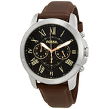 Fossil Grant Chronograph Black Dial Brown Leather Men's Watch FS4813 - Watches of Australia